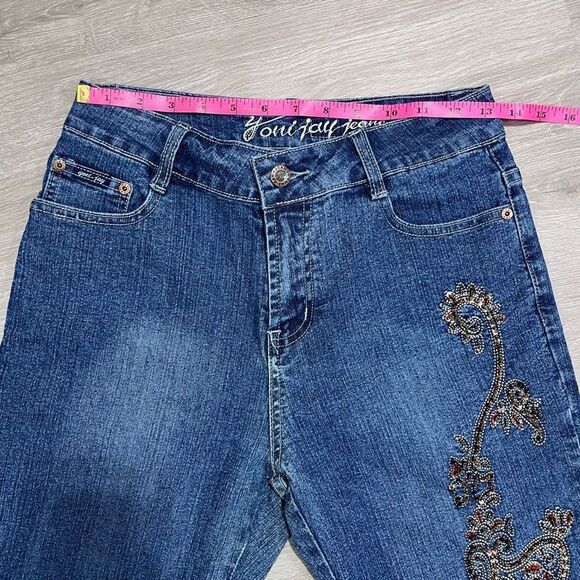 Yoni Jay Beaded High Rise Ankle Jeans Size 8 Women’s Blue Y2K - Picture 11 of 12